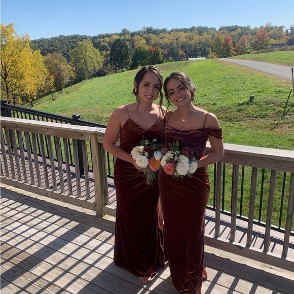 Revelry Terracotta Rory Velvet Bridesmaid Dress - Picture 9 of 10